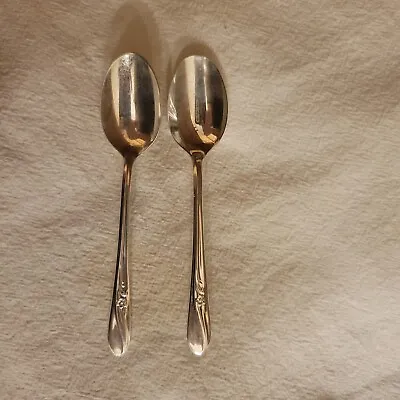 1940 H & T MFG CO Meadow Flower Silverplate Demitasse Spoons - Set Of 2 - 4 1/2  • $3