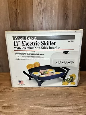 West Bend Electric Skillet 11 Inch 72024 Blue Base New Old Stock From 1990s • $24.99