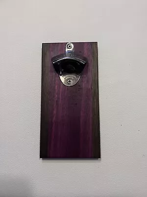 Handcrafted Exotic Wood Bottle Opener Magnetic Mount With Magnetic Cap Catcher . • $38