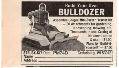 Mini-Dozer Tractor Kit STRUCK-KIT Bulldozer 1984 Vintage Print Ad Original • $7.99