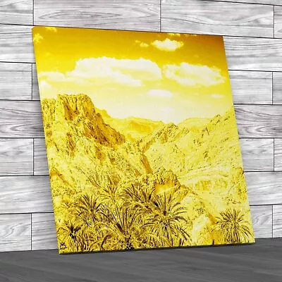 Mountain Oasis Chebika Tunisia Square Yellow Canvas Print Large Picture Wall Art • £14.95