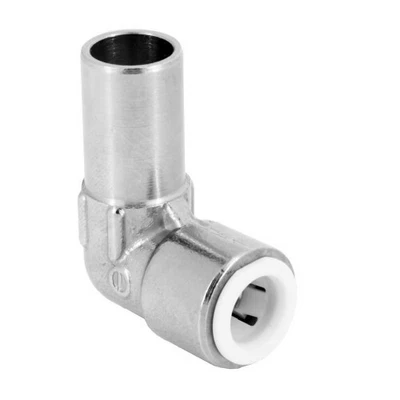 £8.99 • Buy 15mm X 10mm Pushfit Radiator Valve Chrome Reducing Elbow SINGLE PAIR MASTERFLOW