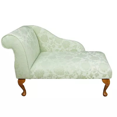 41  Small Chaise Lounge Sofa Bench Seat Chair Green Fabric Queen Anne UK • £325.28