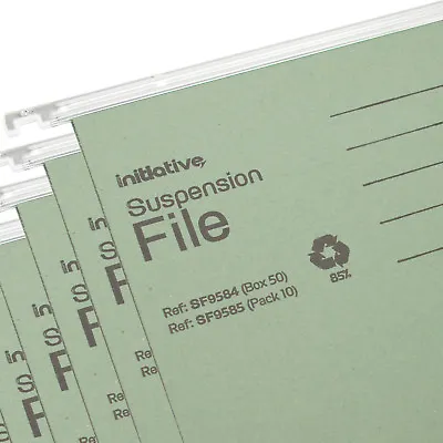 £10.95 • Buy 10 X Green A4 Hanging Suspension Files Tabs Inserts Filing Cabinet Folders Set