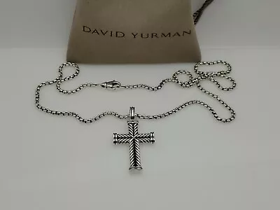 David Yurman Men's Chevron Cross Pendant Necklace With 22  Box Chain • $219