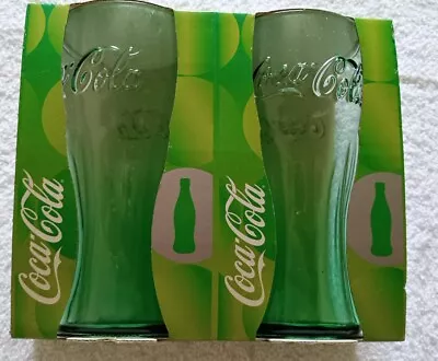  Set Of Two McDonald's Promotional Coca-Cola Green  Glasses • £19.99