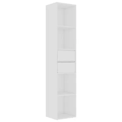 Modern Wooden Tall Narrow Bookcase Book Cabinet With 2 Drawers & Open Shelving • £76.99