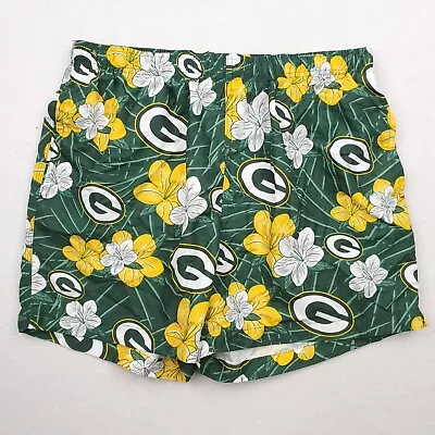 Green Bay Packers Hawaiian Floral Swim Trunks Shorts Womens Sz L Green Lined • $23.99