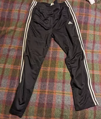 Vintage 90s Adidas Track Pants Size S Black 3 Stripes Snaps Tearaway Basketball  • $24.88