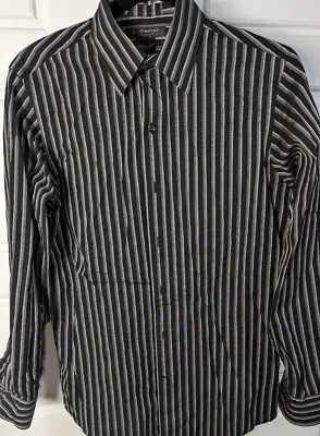 Men's SMALL J Ferrar Long Sleeved Shirt Black/White Striped • $13