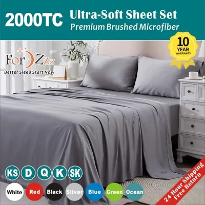 $27.99 • Buy 2000TC Soft 4 Pieces Single/KS/Double/Queen/King/SK Flat Fitted Bed Sheet Set