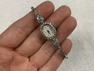 Vintage Ladies Hamilton 14K White Gold Diamond Watch • $950