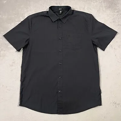 Volcom Shirt Mens Large Black Faded Wash Button Up Short Sleeve Classic Fit • $15.95