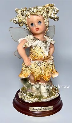 Montefiori Collection Little Girl With Fairy Angel Wings Wooden Base Pigtails • $34.97