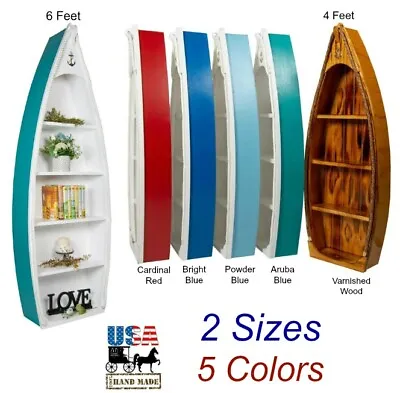 $479.97 • Buy BOAT BOOKSHELF - 4' & 6' Rowboat 5 Colors Nautical Bookcase Amish Handmade USA