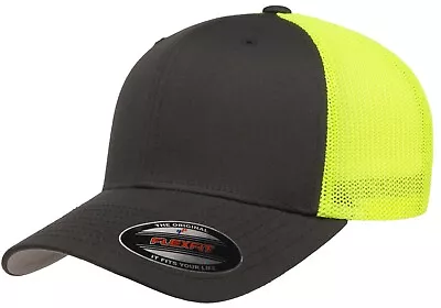 Flexfit Trucker Hat 6511 Fitted Mesh Baseball Cap Plain Blank Flex Fit OSFM • $10.63