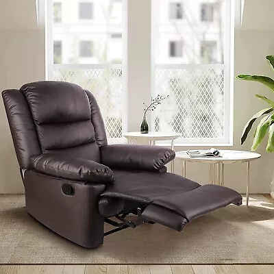 Leather Recliner Armchair Sofa Home Lounge Chair Cinema Reclining Gaming • £209.99