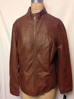 $69.99 • Buy Alfani Faux Leather Stand Collar Jacket XL V. Cognac 8031VCG194  NWT