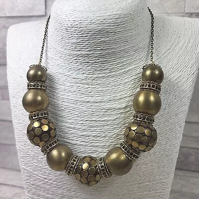 ACCESSORIZE Burnished Bronze Tone Metal Beaded Necklace Statement Jewellery  • £8.95