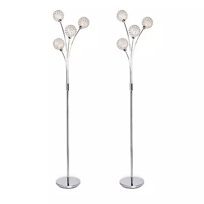 Set Of 2 4 Light Chrome Plated Floor Light With Jewelled Clear Beaded Shades • £121.99