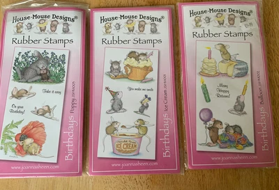 £12.99 • Buy 3 X House Mouse Designs Rubber Stamp Sets- Joanna Sheen- Birthday Theme.