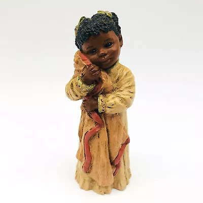 All Gods Children Figurine Mandy 1991 African American Girl Hugging Blankie COY • $28.59