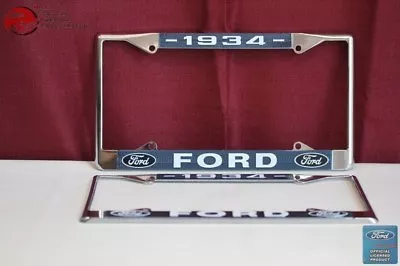 1934 Ford Car Pick Up Truck Front Rear License Plate Holder Chrome Frames New • $34.73