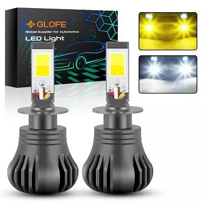 Strobe Flash H3 LED Fog Light Bulbs Conversion Kit 2400LM 8000K White & Yellow • $17.89