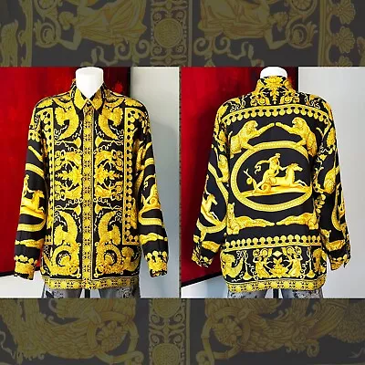 VERSACE CLASSIC V2 Silk Shirt Baroque Wild Signature With Greek Scene Size XL • $2999.99