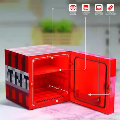 Red TNT X9 Can Mini Fridge 6.7L X1 Door Ambient LED Lighting 10.4 In H 1 • $22.80