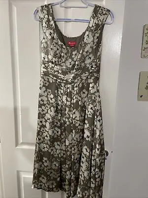 £7.50 • Buy Monsoon Silky Feel Taupe Floral Dress Size 10