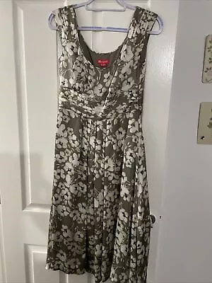 £7.50 • Buy Monsoon Silky Feel Taupe Floral Dress Size 10