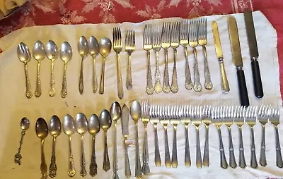 MIXED LOT ASSORTMENT 42 Pc Vintage Silverplate Flatware • $4.99