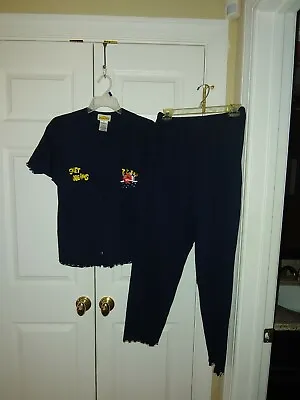 Women CTW Sesame Street Sweet Dreams Elmo Navy Blue Pajamas Set Top Pants Size L • $29.99