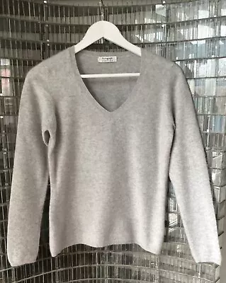 M&S AUTOGRAPH Light Grey 100% Cashmere V- Neck Jumper UK 12 • £18