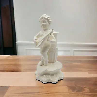 Vintage Ucago Cherub Playing Lute 7   White Bud Vase • $8