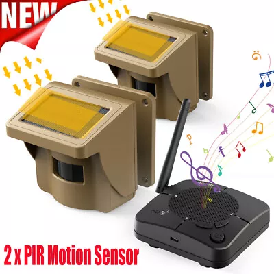 $78.08 • Buy Wireless Solar Driveway Alarm Alert System 1/2 Mile 2 PIR Security Motion Sensor