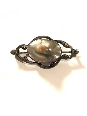 Vintage Art Nouveau Silver Blister Pearl Pin • $25.49