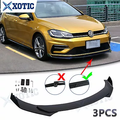 Black Sporty Style Front Bumper Lip Spoiler Extension Kit For VW Jetta Golf GTI • $63.92