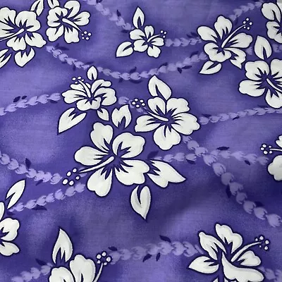 Vtg Hawaiian Print Fabric Trans Pacific Textiles Purple Floral Lei 64”L 45”w • $19.99