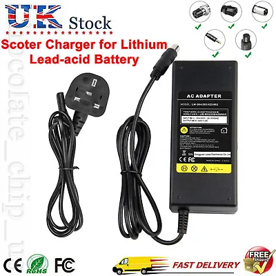 29.4V 42V 54.6V Scooter Charger For 24V 36V 48V Li-lon Battery Electric Bicycle • £10.99