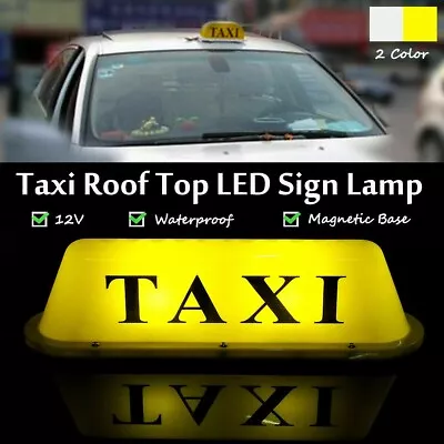 12V Bright Yellow TAXI Magnetic Cab Sign Light Roof Top Topper Marker Lamp • $18.99