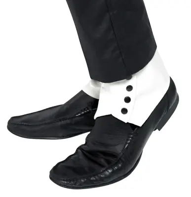 White Spats Gangster Mobster 20s Mafia Capone Fancy Dress Shoe Accessory • $32.15