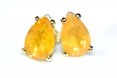 Fire Opal Earrings 9ct Gold AAA American Honey Fire Opal Large Gemstones SALE! • £145