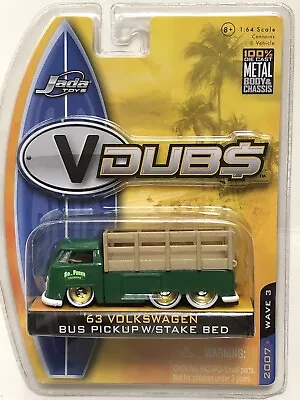 Jada Vdubs 1963 Volkswagen Vw Bus Pickup Truck W/stake Bed Green 1:64 W3 @65 • $12.95