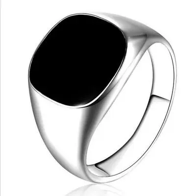 18ct Gold Filled Black Onyx Mens Signet Wedding Band Pinky Ring Size 7-12 • $3.29