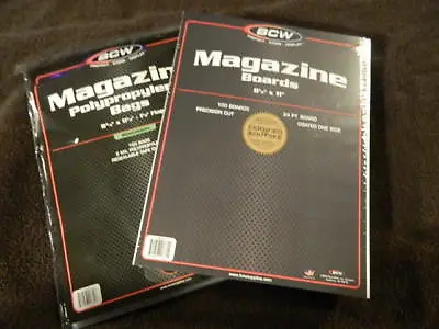 100 New BCW Magazine Resealable Bags And Boards - Acid Free - Archival Storage • $30.99