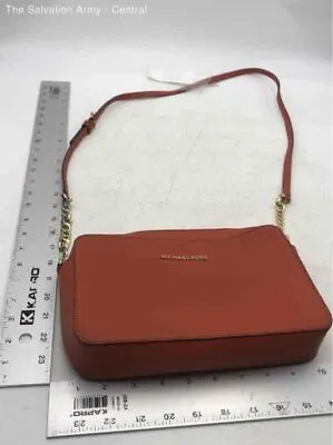 Michael Kors Women Orange Saffiano Leather Adjustable Strap Zipper Crossbody Bag • $13