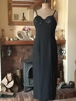 £7.50 • Buy Vintage Charlotte Halton 10 River Island Black Long Maxi Dress Sequin Top. Prom 