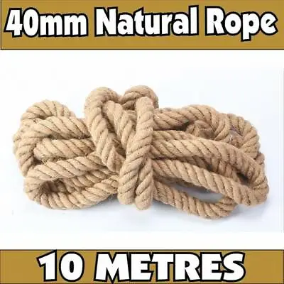 £41.49 • Buy 40mm Natural Jute Hessian Rope Braided Twisted Decking Garden Cord Rope 10M
